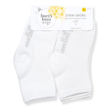 Burt's Bees Baby Baby Socks Ankle or Crew Height Made with Soft Organic Cotton - 6 Packs With Non-Slip Grips for Babies and Newborn Babies - Image 2