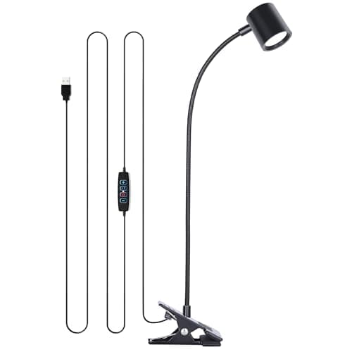 Dott Arts Desk Lamp,USB Clip On Light,Book Lights for Reading at Night,3 Color Modes,10 Brightness Clamp Lights,360° Gooseneck LED Reading Light for Books in Bed,Eye-Care for Home Office,Headboards - Image 1