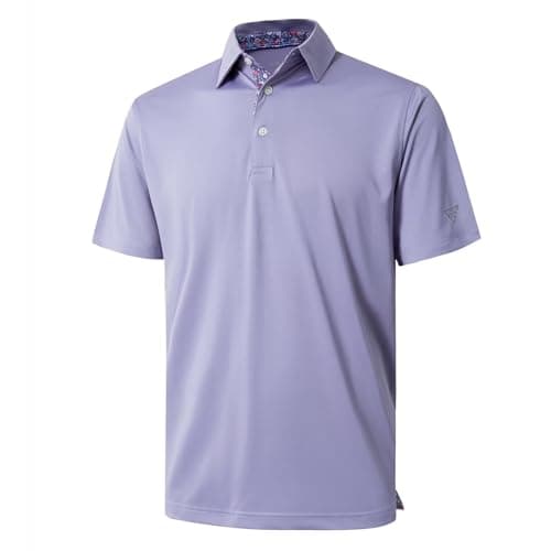 M MAELREG Golf Polo Shirts for Men Short Sleeve Performance Moisture Wicking Quick Dry Casual Collared Men’s Polo Shirts Lavender - Image 1