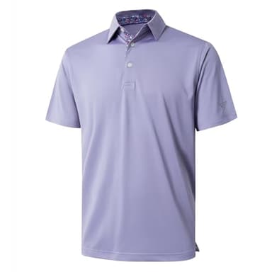 M MAELREG Golf Polo Shirts for Men Short Sleeve Performance Moisture Wicking Quick Dry Casual Collared Men’s Polo Shirts Lavender - Image 1