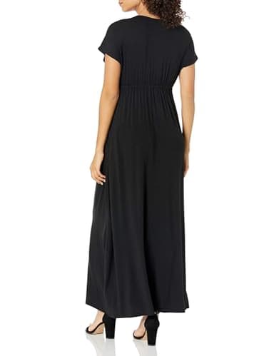 Amazon Essentials Women's Waisted Maxi Dress (Available in Plus Size), Black, X-Small - Image 3