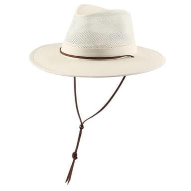 Home Prefer Cotton Wide Brim Fedora Sun Hats for Men Women UPF 50+ Sun Protection Cap for Summer Outdoor Beige 7 1/2 - Image 2