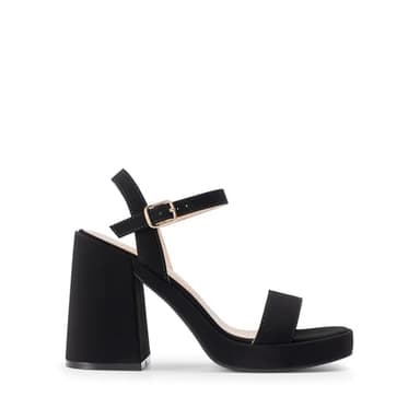 DREAM PAIRS Heels for Women Block Chunky Platform High Heels Open Toe GISELLE Fashion Wedding Party Evening Prom Dance Ankle Strap Dress Pump Sandals Shoes,Size 6,Black-Nubuck - Image 2