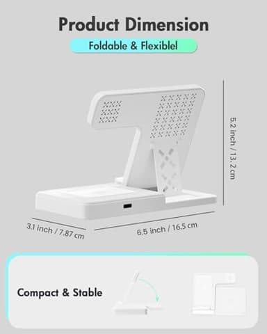 Wireless Charger Charging Station: 3 in 1 Charger Stand Multiple Devices for Apple - iPhone 17 16e 16 15 14 Pro Max 13 12 11 - Watch 10 9 8 7 6 5 4 3 2 SE and Ultra Series - Airpods 4 3 Pro, White - Image 4