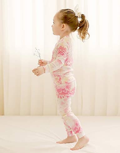 VAENAIT BABY Kids Junior 100% Cotton Sleepwear Pajamas 2pcs Set Tiedye-Pinkyellow-254 S - Image 4