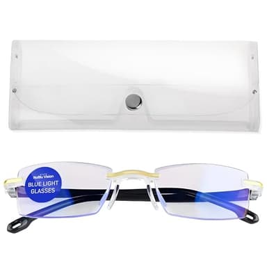 NoBlu Vision Bluelight Glasses for Men & Women – NoBlu No Blue Light Glasses for Women & Men Screen, Eye Strain & Sleep - Computer Gaming BlueEase-Optics with Clear Frame & Travel Case - Image 1
