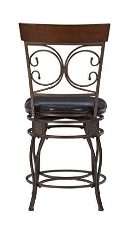 Powell Big and Tall Back Scroll Stool, Counter Height, Dark Bronze/Brown - Image 13