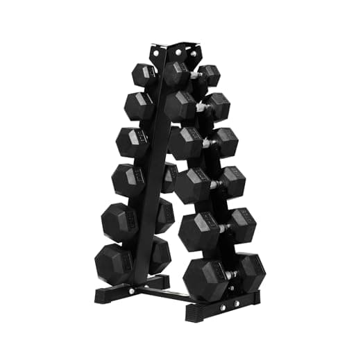 RITFIT 300/350/450/650/180/200/210 LB Rubber Hex Dumbbells Set with Optional Dumbbell Rack, Multi Weight Set to Choose, Ideal for Home Gym and Fitness(350LB Set with Rack) - Image 1
