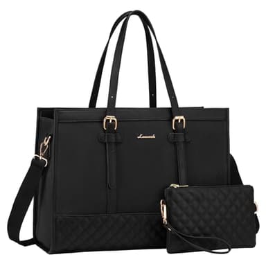 LOVEVOOK Laptop Bag for Women 15.6 inch Canvas Laptop Tote Bag, Large Capacity Work Bag with Clutch Purse, Computer Bag Office Business Briefcase, Casual Handbag for Travel College Teacher School - Image 1