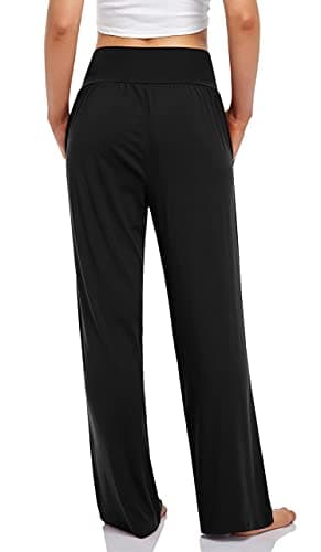 UEU Women's Plus Size High Waist Yoga Sweat Pants Casual Loose Fit Sweatpants Comfy Lounge Wide Leg Athletic Pants with Pockets(Black,XL) - Image 3