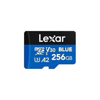 Lexar 256GB Blue Micro SD Card Up to 160MB/s, microSDXC UHS-I Memory Card with SD Adapter, C10, U3, A2, V30, Full HD, 4K UHD, High Speed TF Card - Image 1