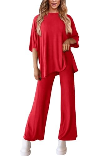 PRETTYGARDEN Two Piece Sets For Women Summer Fashion Lounge Matching Set 2025 Travel Vacation Airport Outfits Clothing (Red,Large) - Image 3