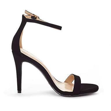 DREAM PAIRS Women's High Heels Flower Ankle Strap Stilettos Round Open Toe Dressy Sexy Sandals,Size 8.5,Black/Nubuck,KARRIE - Image 4