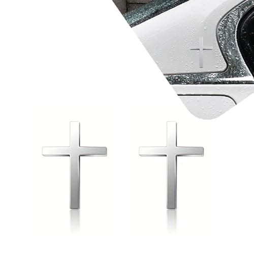 3D Christian Cross Car Decal - Metal Jesus Stickers for Cars, Trucks, SUV, Bible Religious Auto Emblem, Waterproof Chrome Silver Adhesive Backing (Silver*2) (Silver) - Image 1