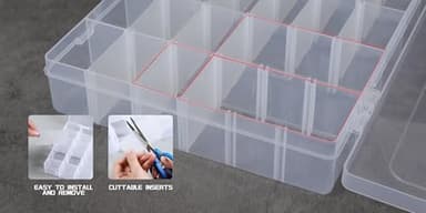 2Pcs Clear Visible Plastic Storage Box- Rectangular Storage Box, Suitable For Beads, Screws Hardware Accessories Organizer Box Art DIY, Crafts, Jewelry, Fishing Tackle, With Label Stickers (36Grids) - Image 3