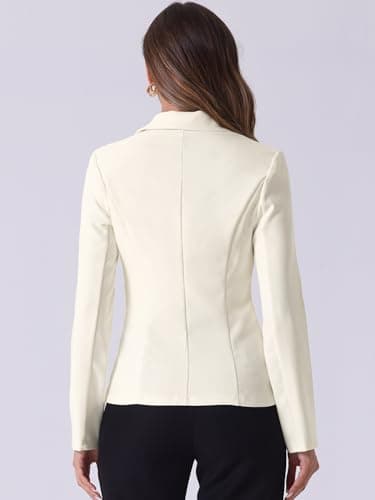 Allegra K Women's Work Office Blazer Stretch Lapel Collar Long Sleeve Jacket Suit Blazer XX-Large Cream White - Image 4