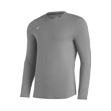 Mizuno Comp Diamond Long sleeve Crew, Grey, Small - Image 1