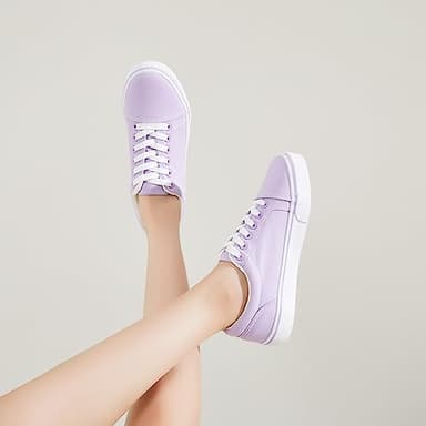 Shupua Canvas Shoes for Women White Canvas Sneakers Womens Casual Shoes Low Top Black Comfortable Tennis Sneakers (Purple.us9) - Image 9