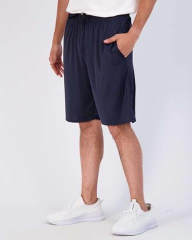 Real Essentials Men’s 5 Pack: 9" Dry-Fit Shorts – Athletic Gym, Workout, Basketball, Running, Casual Lounge Active Pockets, Set 5, XXL - Image 4