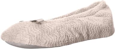 Isotoner Women's Diamond Microterry Gemma Ballerina Slippers with Memory Foam Comfort and Non-Slip Sole Ballet Flat, Taupe Chevron, 6.5-7. 5 - Image 1