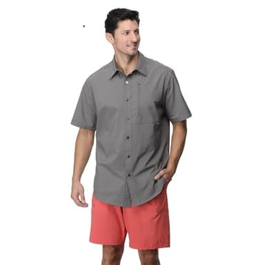 LizardHead Mens Glissade Short Sleeve Shirt, UPF 40+ (US, Alpha, Large, Regular, Regular, Charcoal Grey) - Image 5