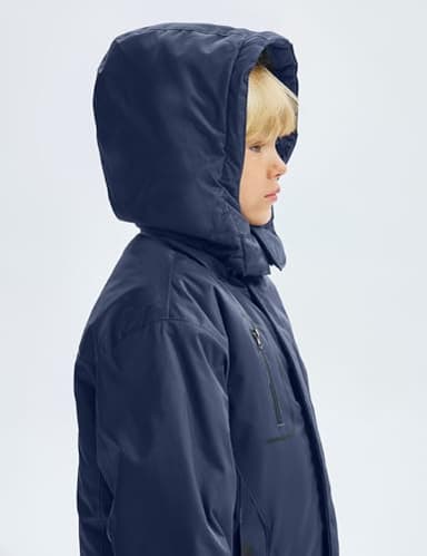 GEMYSE Boy's Waterproof Ski Snow Jacket Fleece Windproof Winter Jacket with Hood (Navy Blue,14/16) - Image 5