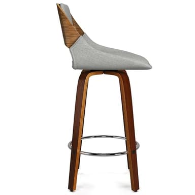 SIMPLIHOME Carly Swivel Bar Stools (Set of 2) - 16 inch Seat Height Upholstered Wood Chairs in Grey Linen Look Fabric, Contemporary Seating for Kitchen or Bar with Walnut Finish - Image 5