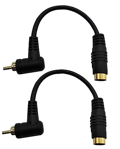 Traovien Gold-Plated S-Video to RCA Cable Composite RCA Male to S-Video 4 Pin Mini DIN Terminale Female AV Stereo Audio Conversion Cable S-Video -2PCS 15CM (4Pin Female to RCA Male 90 Degree) - Image 1