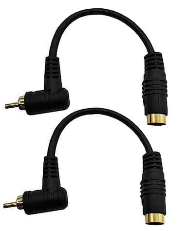 Traovien Gold-Plated S-Video to RCA Cable Composite RCA Male to S-Video 4 Pin Mini DIN Terminale Female AV Stereo Audio Conversion Cable S-Video -2PCS 15CM (4Pin Female to RCA Male 90 Degree) - Image 1