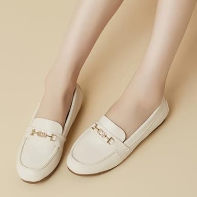 DeYashopin Women's Loafer Shoes Leisure Slip On Work Shoes Comfort Walking Flats White 8 - Image 5