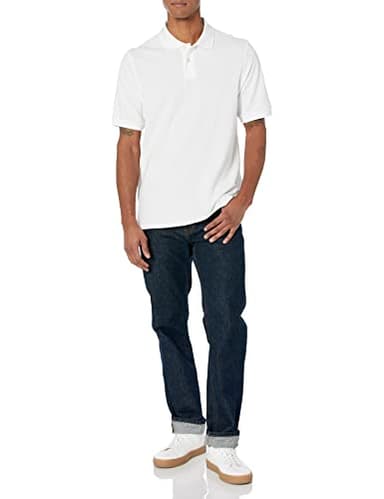 Amazon Essentials Men's Regular-Fit Cotton Pique Polo Shirt (Available in Big & Tall), White, Large - Image 5