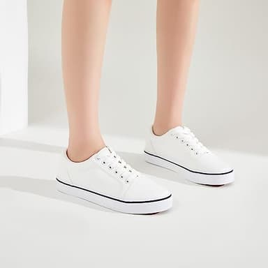 Shupua Canvas Shoes for Women White Canvas Sneakers Womens Casual Shoes Low Top Black Sneakers Comfortable Tennis Shoes(White.us9) - Image 9