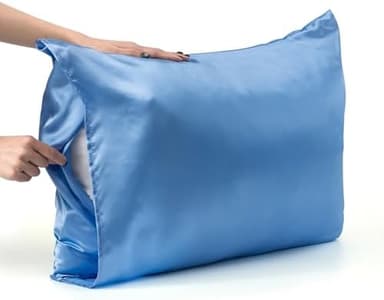 Satin Pillowcases Standard Set of 2 - Silk Soft Pillow Cases for Hair and Skin 20x26 inches,Blue Satin Pillow Covers 2 Pack with Envelope Closure for Home,School, Hotel - Image 6