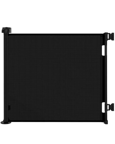 Retractable Baby Gates for Stairs, Mesh Dog Gate for Doorways, 33.6" Tall, Expands to 55" Wide,Pet Safety Essential Fit for Baseboards, Wide Toddlers Gates for Hallways, Indoor & Outdoor,Black - Image 1