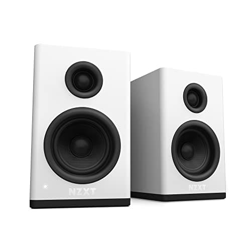 NZXT Relay PC Gaming Desktop Speakers - AP-SPKW2-US - Bookshelf-Style Design - 80 Watts - High Dynamic Range - Silk Dome Tweeters - Glass Fiber Woofers - White - Image 1