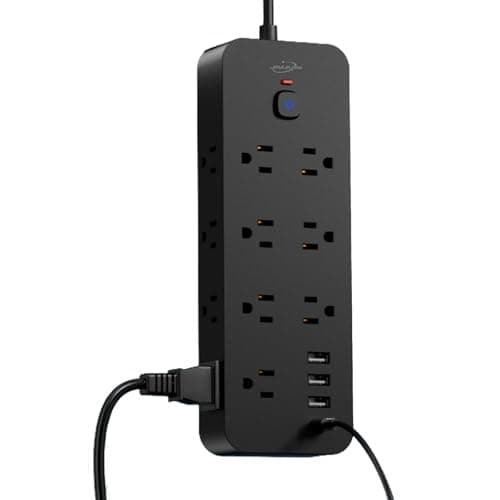 Surge Protector Power Strip with USB Ports, 14 AC Outlets with 4 USB Ports (1 USB C), 5 Feet Cord with Multiple outlets, 1875W/15A, One Touch Switch Button, Wall Mountable for Home, Office-Black - Image 1