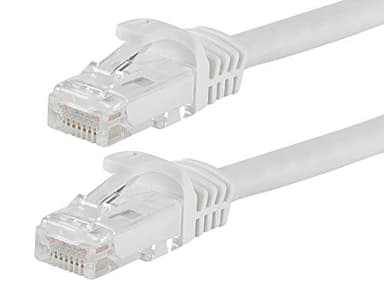 Monoprice Cat5e Ethernet Patch Cable - Snagless RJ45, Stranded, 350Mhz, UTP, 24AWG, 100 Feet, White - Flexboot Series - Image 1