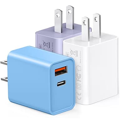 iPhone 15 16 17 Pro Max Charger, Upgraded Certified 3-Pack 20W Durable Dual Port PD Block Fast USB-C Wall Charger for iPhone14/15/16/17/Pro Max, XS/XR/X, iPad Pro, AirPods Pro, Samsung - Image 1