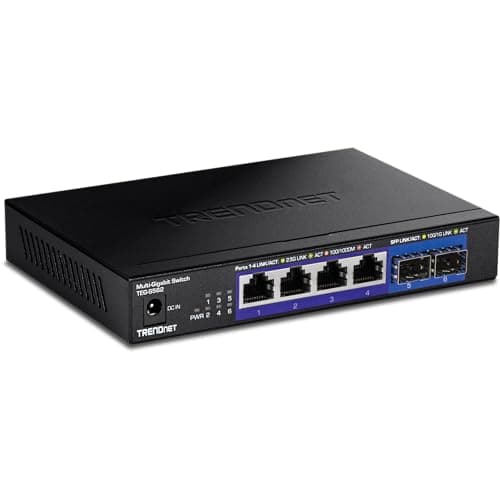 TRENDnet 6-Port Unmanaged Multi-Gig Switch, 4 x 2.5GBASE-T Ports, 2 x 10G SFP+ Ports Fanless, Compact Desktop Design, Metal Housing, Network Ethernet Switch, Lifetime Protection, Black, TEG-S562 - Image 1