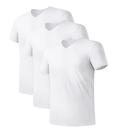 DAVID ARCHY Men's Undershirt Bamboo Rayon Moisture-Wicking White T-Shirts Stretch V-Neck Tees for Men, 3-Pack (L, White) - Image 1