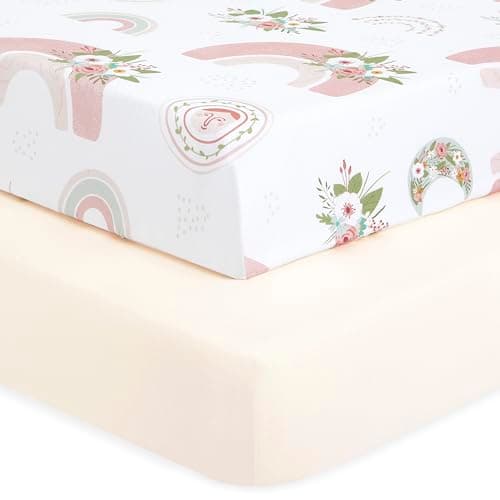Evolur Rain Boho Light 2 Pack Crib Sheet, Fitted Crib Sheet for Standard Crib and Toddler Mattress, Soft and Breathable Crib Mattress Sheet - Image 1