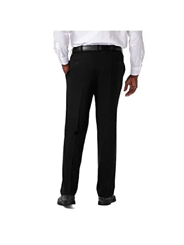 Haggar mens Eclo Stria Expandable-waist Plain-front dress pants, Black, 40W x 30L US - Image 3