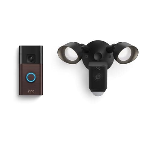 Ring Battery Doorbell with Ring Floodlight Cam Wired Plus (Black) - Image 1