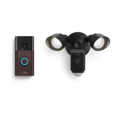 Ring Battery Doorbell with Ring Floodlight Cam Wired Plus (Black) - Image 1