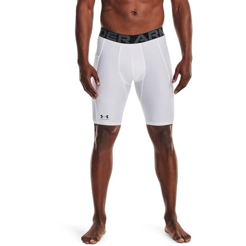 Under Armour Men's HeatGear Pocket Long Shorts , White (100)/Black, 3X-Large - Image 1