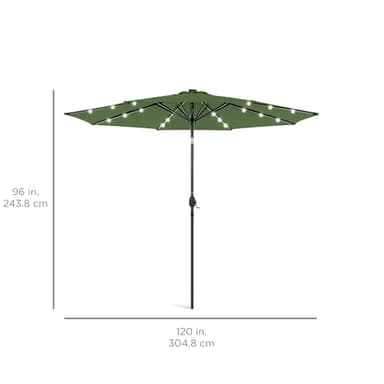 Best Choice Products 10ft Solar Polyester LED Lighted Patio Umbrella w/Tilt Adjustment and UV-Resistant Fabric - Fern - Image 7