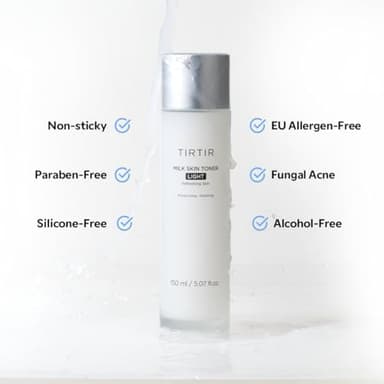 TIRTIR Milk Skin Toner Light | Instant Hydration with 4% Niacinamide, Pore-Tightening, Vegan Toner for Acne-Prone, Sensitive & Oily Skin, Fungal Acne Safe, Panthenol, Allantoin, Vitamin B - Image 5