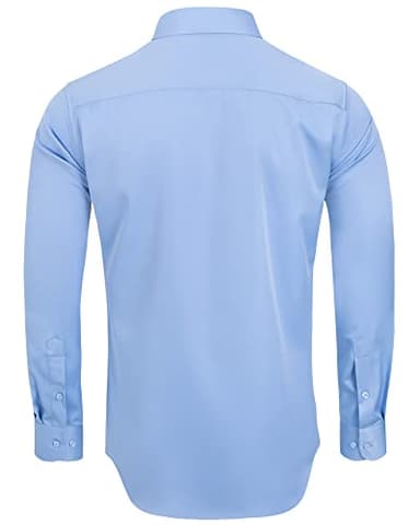 Alimens & Gentle Men's Dress Shirts Long Sleeve Wrinkle-Free Stretch Shirts Solid Formal Button Down Shirt with Pocket - Image 2