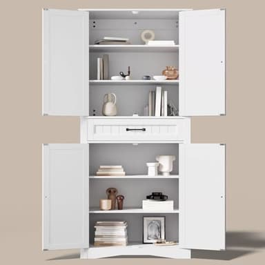 Gizoon 71'' Kitchen Pantry Storage Cabinet, Freestanding Pantry Organizers and Storage Cabinet with 4 Doors and 4 Adjustable Shelves, Tall Cabinet with Large Drawer for Kitchen, Living Room, Bathroom - Image 9