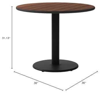 Flash Furniture Graniss 36'' Round Walnut Laminate Table Top with 24'' Round Table Height Base - Image 3